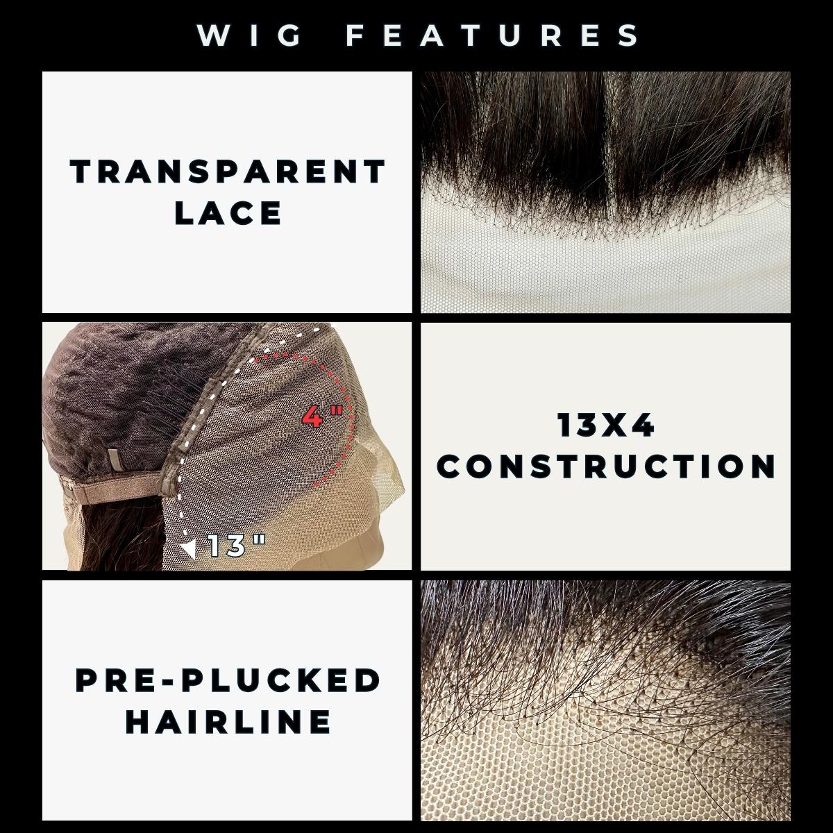 Cinnamon 13x4 Transparent Lace Front 100% Human Hair Bob Wig