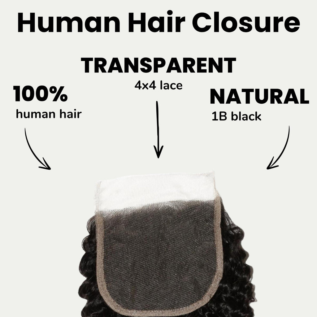 Jerry Curl 4x4 Transparent Lace Human Hair Closure