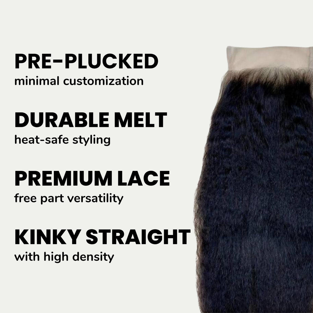 Kinky Straight 4x4 Transparent Lace Human Hair Closure