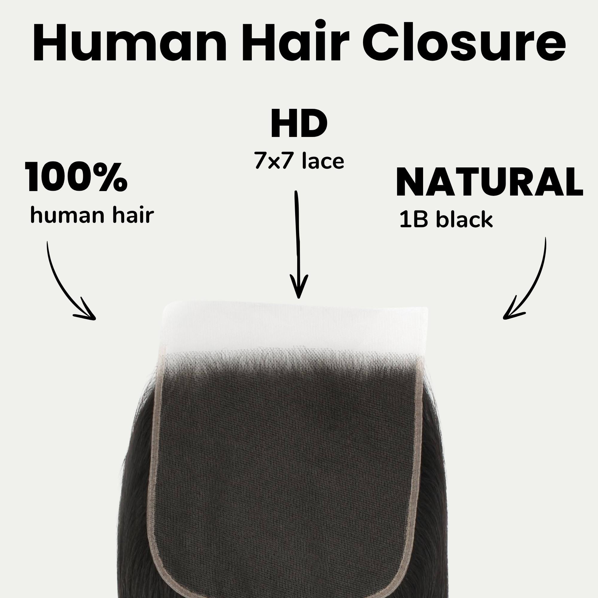 Straight 7x7 HD Lace Human Hair Closure