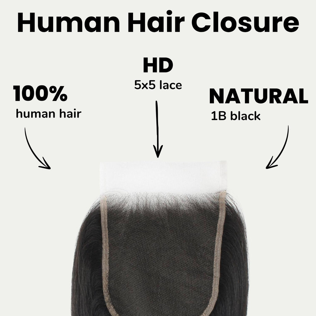 Yaki Straight 5x5 HD Lace Human Hair Closure