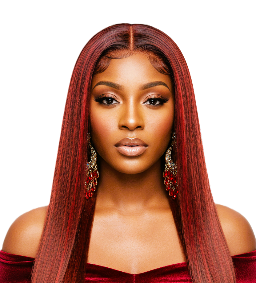 Reddish Brown Straight Human Hair Lace Closure Wig With Baby Hair